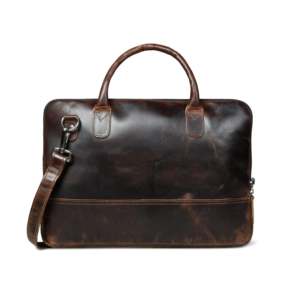AlohaPlaza™ Modernist Leather Laptop Bag-Dark Brown