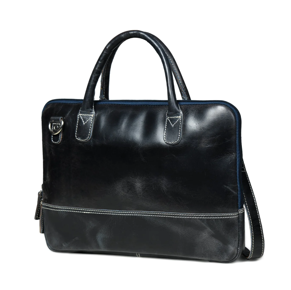 AlohaPlaza™ Modernist Leather Laptop Bag - Dark Blue