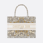AlohaPlaza™ CD Book Tote Medium Latte Embroidery with Gold-Tone Dior Around the World Motif