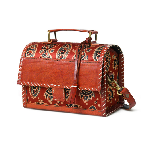 AlohaPlaza™ Maroon Mystique Ajrakh Satchel Purse