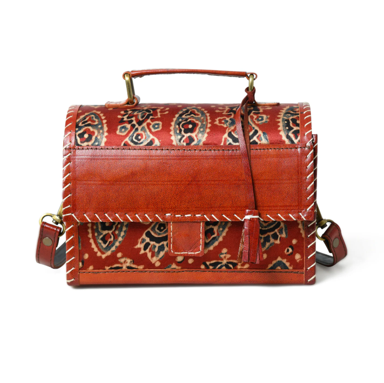 AlohaPlaza™ Maroon Mystique Ajrakh Satchel Purse