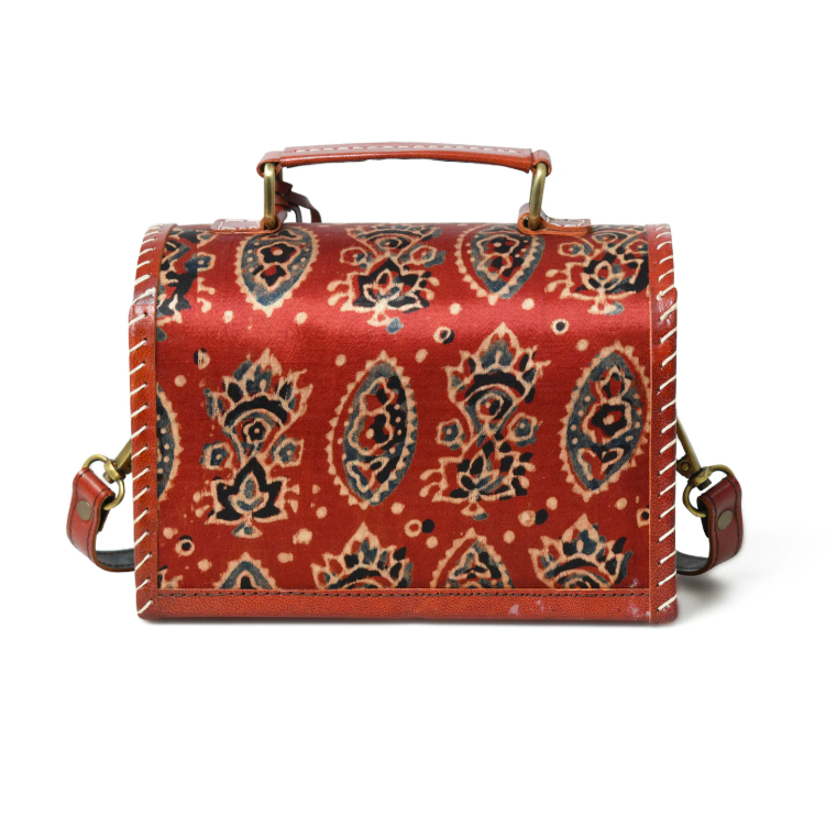 AlohaPlaza™ Maroon Mystique Ajrakh Satchel Purse