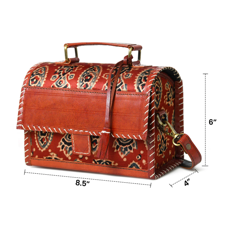 AlohaPlaza™ Maroon Mystique Ajrakh Satchel Purse