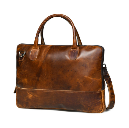 AlohaPlaza™ Modernist Leather Laptop Bag- Brown