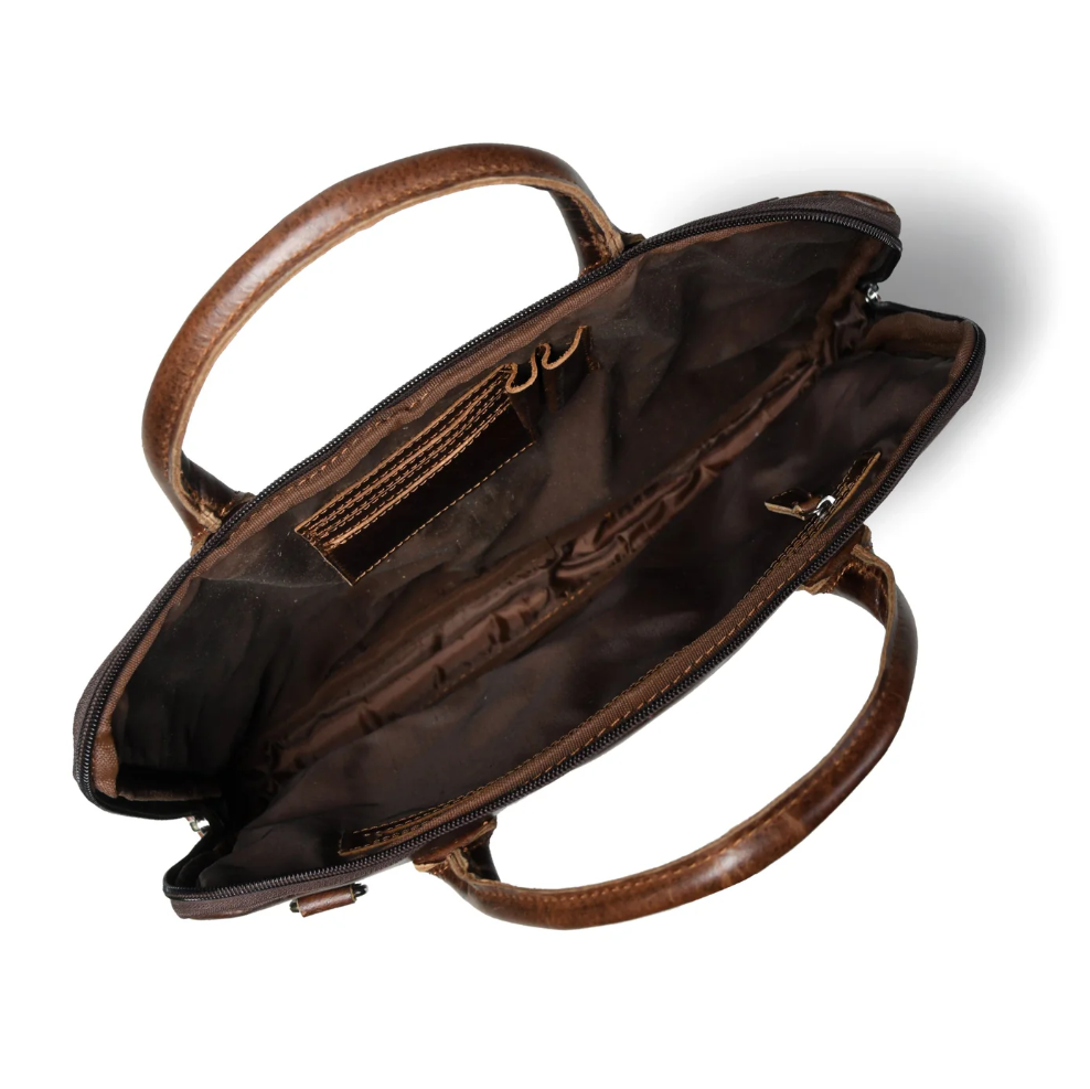 AlohaPlaza™ Modernist Leather Laptop Bag- Brown