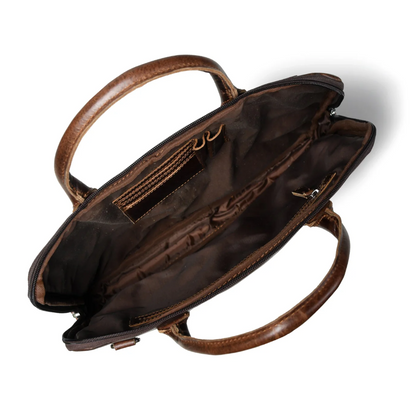 AlohaPlaza™ Modernist Leather Laptop Bag- Brown
