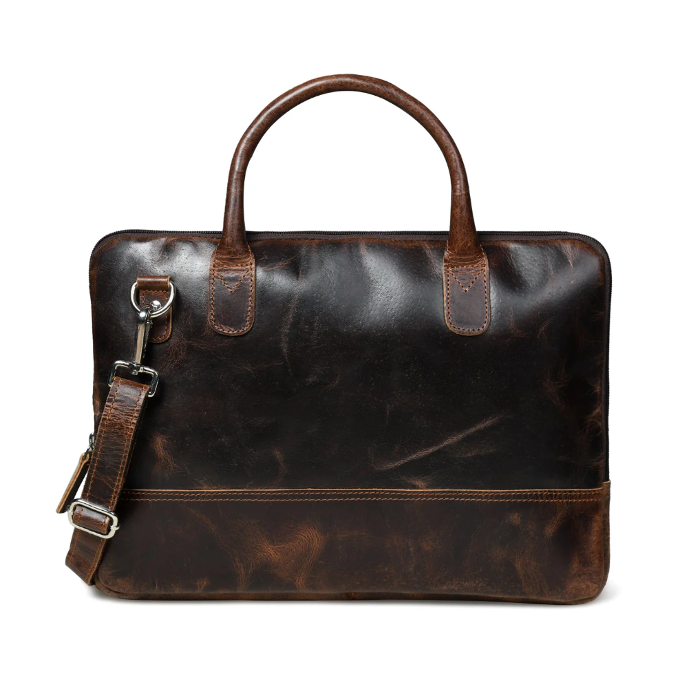 AlohaPlaza™ Modernist Leather Laptop Bag-Dark Brown