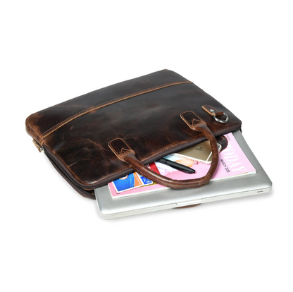 AlohaPlaza™ Modernist Leather Laptop Bag-Dark Brown