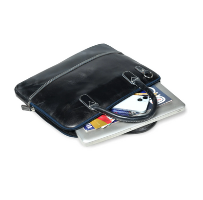 AlohaPlaza™ Modernist Leather Laptop Bag - Dark Blue